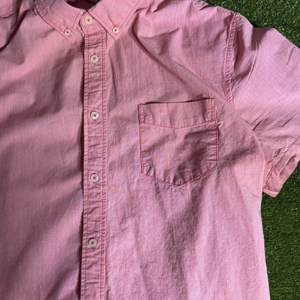 Aeropostale Mens XL Pink Short Sleeve Button Down Shirt Cotton Casual Pocket XL - Picture 5 of 6
